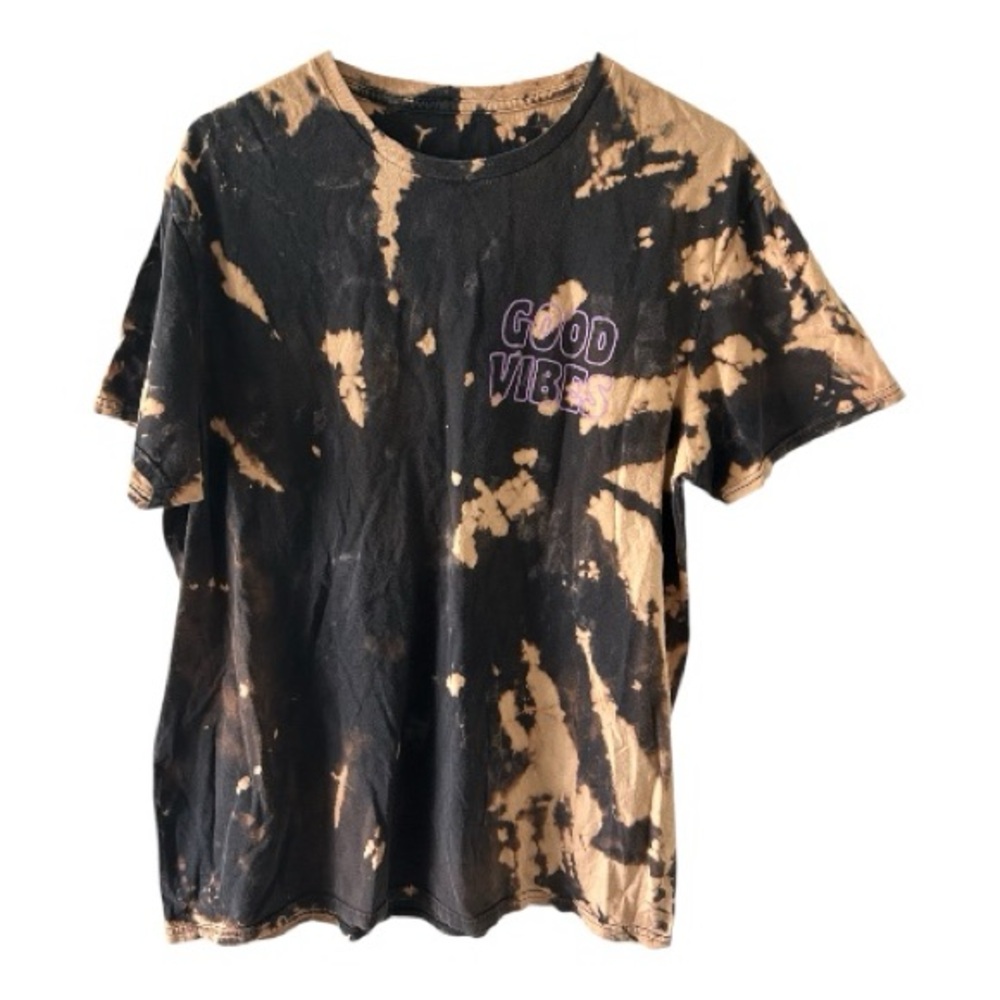 Bleach Dyed “Good Vibes” Graphic Tee – No Tag (Fits Like Medium)
